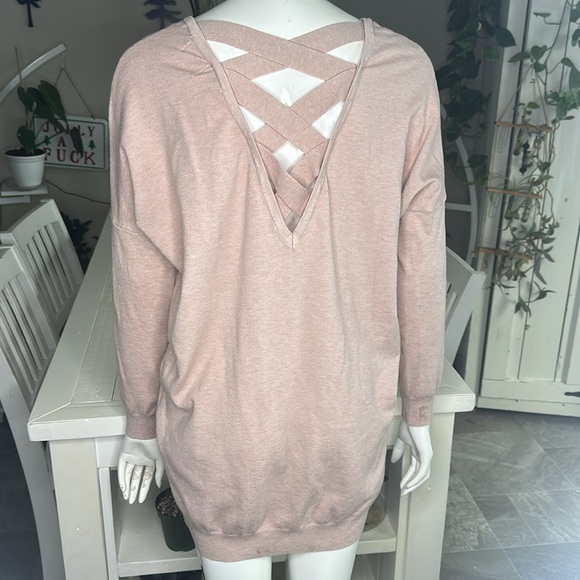 Dreamers sweater dress size M/L light blush pink with crisscross back - Picture 7 of 11
